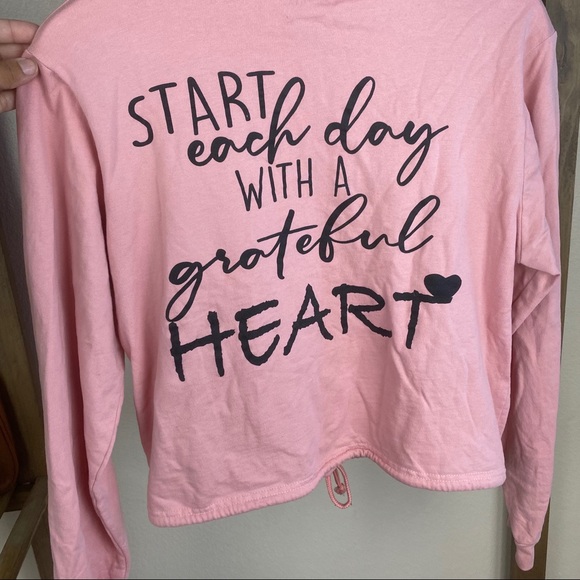 Blessed Pink Crop Drawstring Sweater - Picture 7 of 8